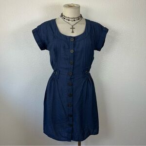 Mine Navy Buttoned Mini Dress